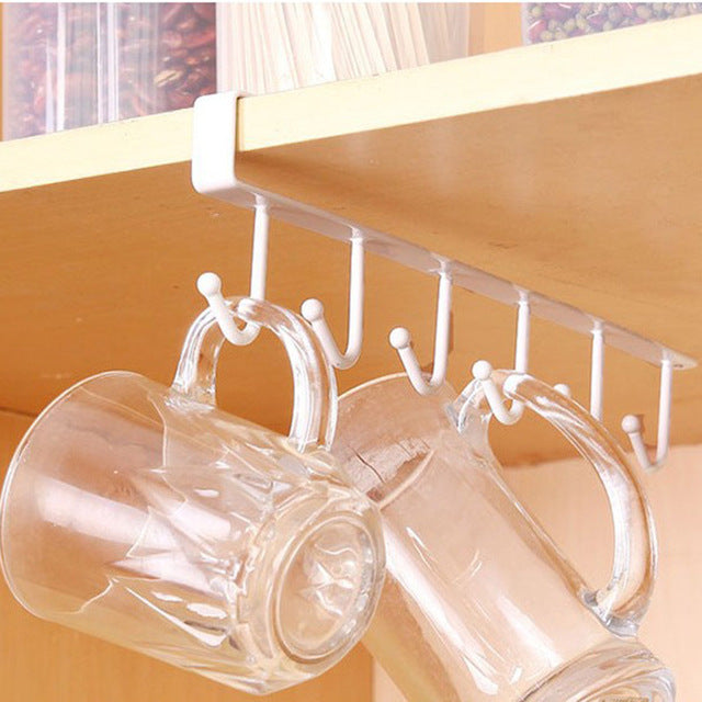 Multifunctional Kitchen Ceiling Storage Hook With 6 Hooks Desk Cupboards Organiser Hanging Rack Organizer Kitchen Hanging Tool